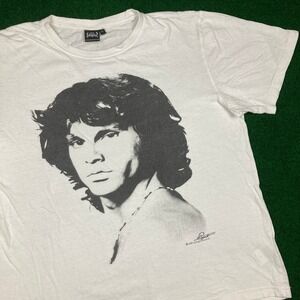 Vintage Jim Morrison Shirt Mens L‎ White 1985 The Doors Portrait Music Promo 80s